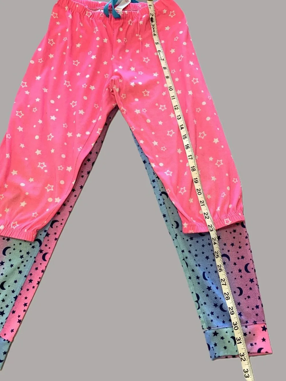 4 Piece Girls Pajama Set Short Sleeves/Pants Justice/SO Size 10/12 Pink Blue